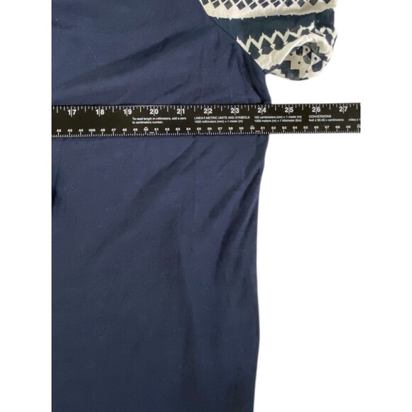 New Direction Womens Top 1X Boho Chic Embroidered w/Zig Zag Sleeves Navy Blue ** - Picture 8 of 12